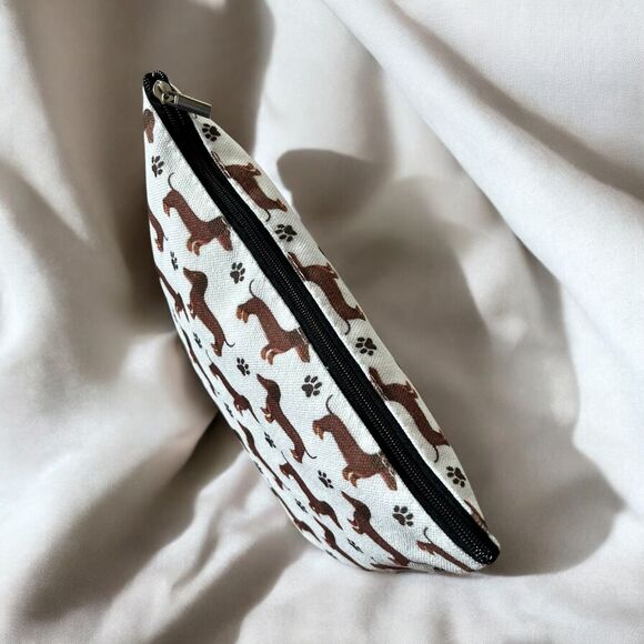 Cute Cartoon Dachshund Doxie Sausage Dog Print Toiletry Cosmetic Pouch Bag with - Picture 4 of 6